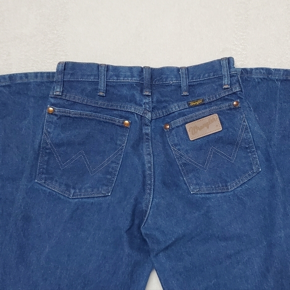 Vintage Wrangler W Pocket High Rise Mid Wash Stone Wash Straight Leg Jeans - Picture 8 of 11